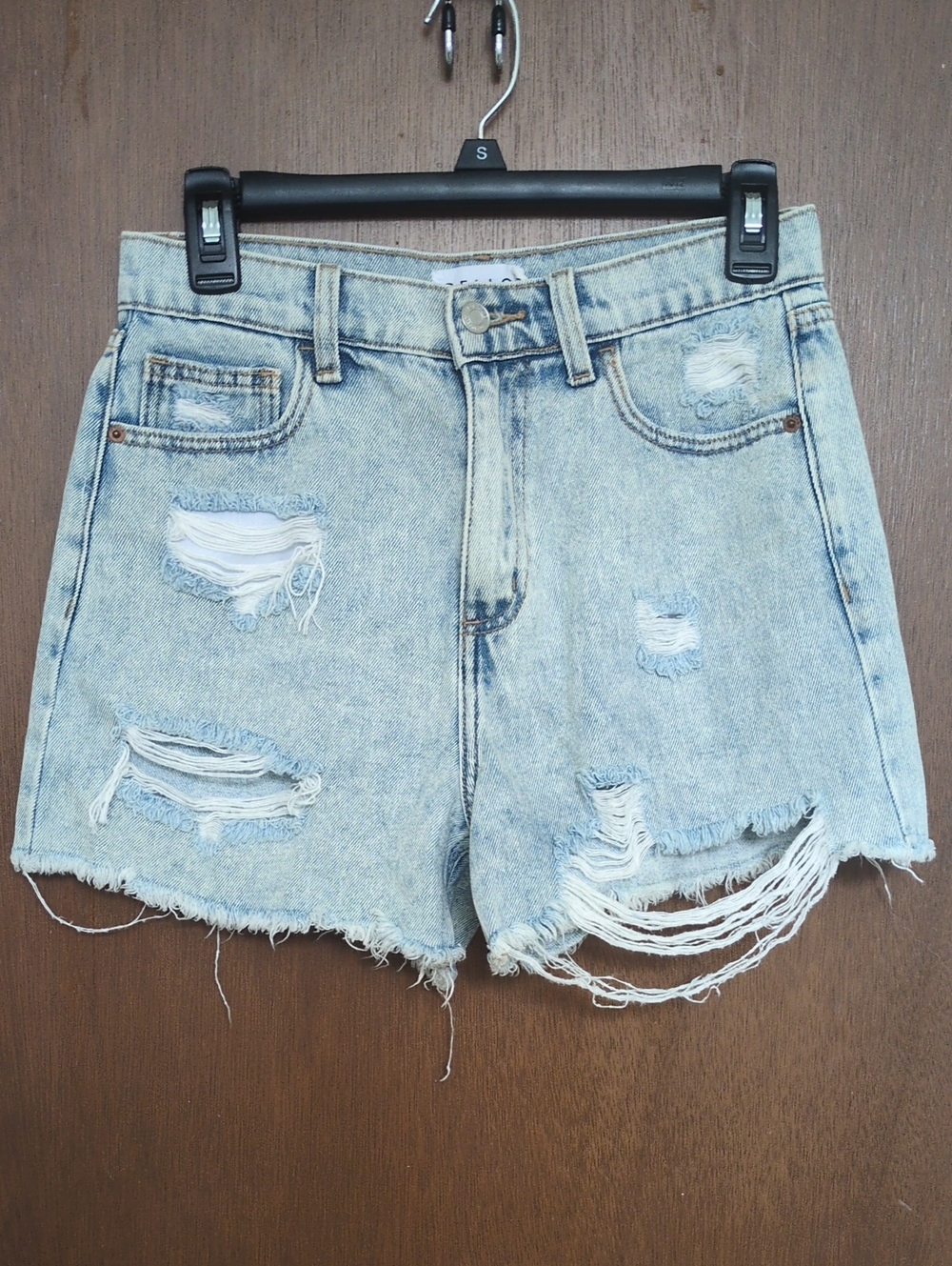 Cello Light Blue Distressed Denim Shorts